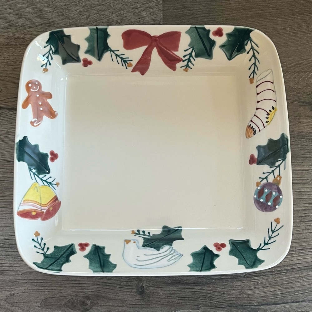 HARTSTONE CHRISTMAS Gingerbread LARGE 12x11 SQUARE SERVING BOWL Rectangle Dish